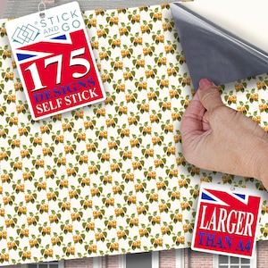 PUPPENHAUS TAPETE Selbstklebend, 1/12. Maßstab Vinyl Sheet No. 142 Vintage Apricot Obst größer als A4 wird nicht reißen