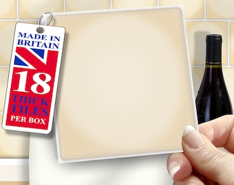 Stone Cream Wall Tile Stickers: 4"x4" Self Adhesive, Pack of 18