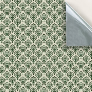 DOLLS HOUSE WALLPAPER Self Adhesive, Repositionable, 1/24th Scale Vinyl Sheet, No. 124 Victorian Green Rococo, Set of 4 sheets