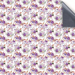 DOLLS HOUSE WALLPAPER Self Adhesive, 1/12th Scale Vinyl Sheet No. 145 Vintage Floral Violet Larger than A4 Will Not Tear