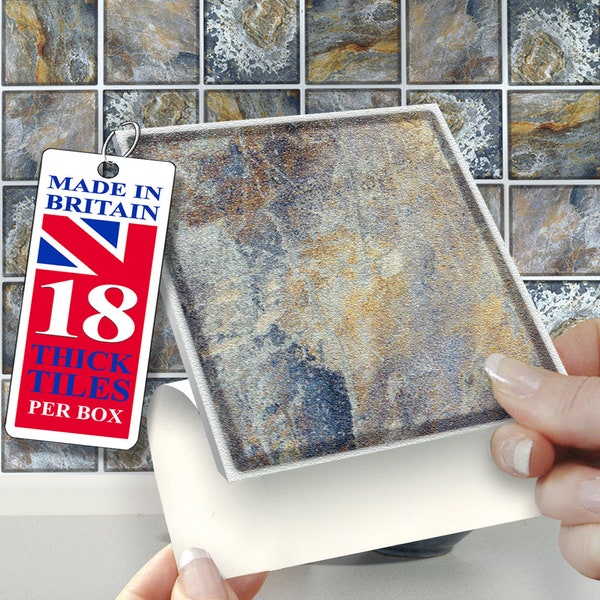 Rustic Slate Tile Stickers: 4"x4" Self Adhesive, Pack of 18