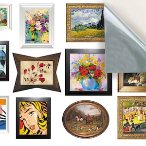 DOLLS HOUSE WALLPAPER Self Adhesive, Repositionable, 1/24th Scale Vinyl Sheet, No. 106 12 Paintings To Suit All Eras, Set of 4 sheets