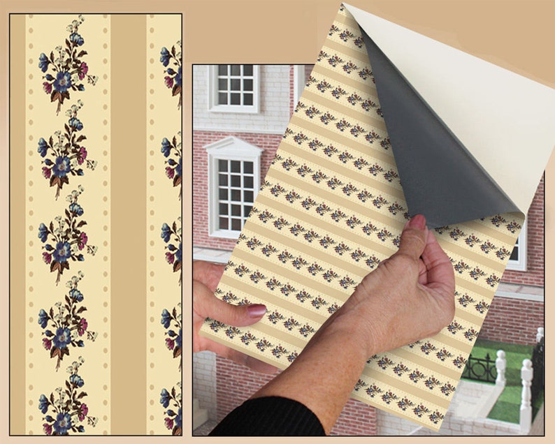 Self Adhesive Dolls House Wallpaper 1/12th Scale Vinyl Sheet Etsy