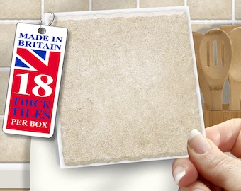 4"x4"  Wall Tile Stickers, Self Adhesive, SOLID / THICK, Stick On Tiles. Pack of 18 Stone Mix. Over tiles or onto the wall