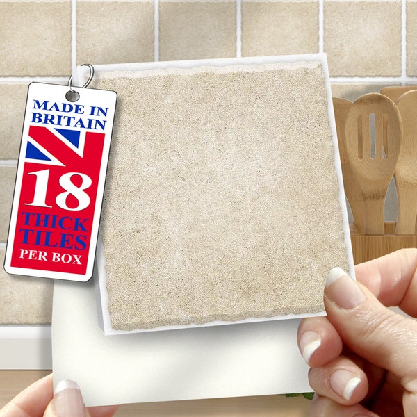 4"x4"  Wall Tile Stickers, Self Adhesive, SOLID / THICK, Stick On Tiles. Pack of 18 Stone Mix. Over tiles or onto the wall