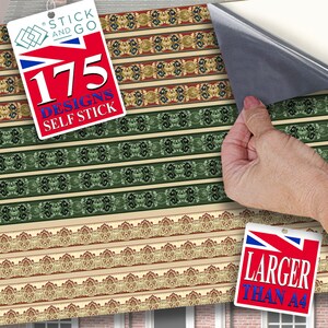 DOLLS HOUSE WALLPAPER Self Adhesive, 1/12th Scale Vinyl Sheet, Wallpaper Borders  :  larger than A4 size, Will Not Tear.