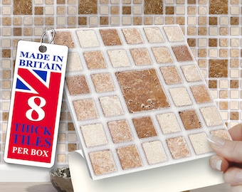 Roman Mosaic Tile Stickers: 6"x6" Self Adhesive Wall Tiles (Pack of 8)
