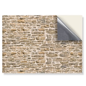 DOLLS HOUSE WALLPAPER Self Adhesive, 1/12th Scale Vinyl Sheet No. 205 Old Drystone Wall Larger than A4 Will Not Tear