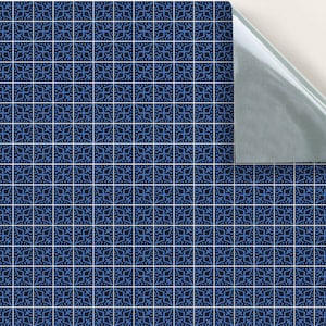DOLLS HOUSE WALLPAPER Self Adhesive, Repositionable, 1/24th Scale Vinyl Sheet, No. 37 Blue Victorian Wall Tile Wallpaper, Set of 4 sheets