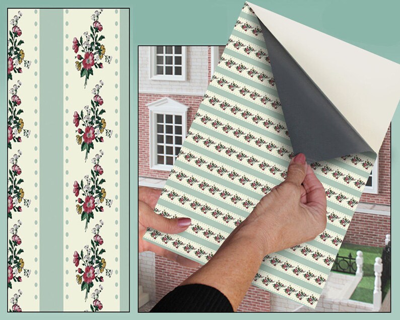 Self Adhesive Dolls House Wallpaper 1/12th Scale Vinyl Sheet Etsy