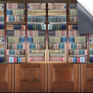 DOLLS HOUSE WALLPAPER Self Adhesive, 1/12th Scale Vinyl Sheet No. 156 Library & Panels Larger than A4 Will Not Tear