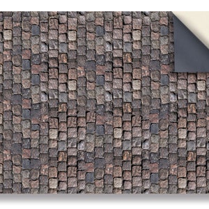 DOLLS HOUSE WALLPAPER Self Adhesive, 1/12th Scale Vinyl Sheet, Cobblestones  :  larger than A4 size, Will Not Tear.