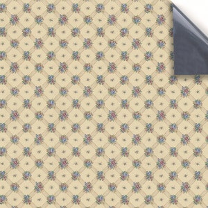 DOLLS HOUSE WALLPAPER Self Adhesive, 1/12th Scale Vinyl Sheet No. 143 Vintage Lattice Floral Beige Larger than A4 Will Not Tear