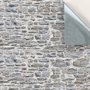 DOLLS HOUSE WALLPAPER Self Adhesive, Repositionable, 1/24th Scale Vinyl Sheet, No. 204 Old Greystone Wall, Set of 4 sheets
