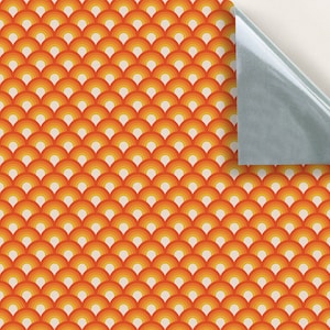 DOLLS HOUSE WALLPAPER Self Adhesive, Repositionable, 1/24th Scale Vinyl Sheet, No. 103 Retro Orange Lino or Wall, Set of 4 sheets