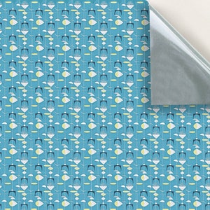 DOLLS HOUSE WALLPAPER Self Adhesive, Repositionable, 1/24th Scale Vinyl Sheet, No. 95 Retro Blue & White Design Wallpaper, Set of 4 sheets