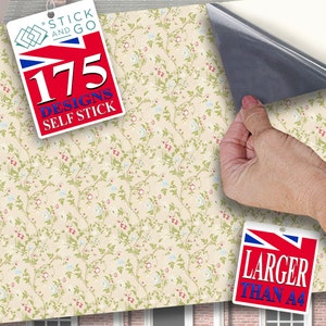 PUPPENHAUS TAPETE Selbstklebend, 1/12th Scale Vinyl Sheet, floral auf Stein Tapete: größer als A4 Größe, wird nicht reißen.