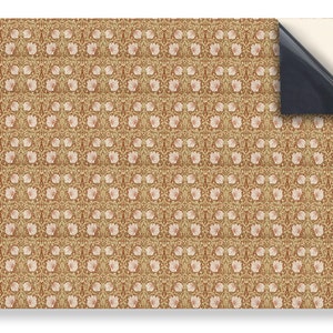 DOLLS HOUSE WALLPAPER Self Adhesive, 1/12th Scale Vinyl Sheet, William Morris Beige & Pink Design Wallpaper  :  larger than A4 , Non Tear