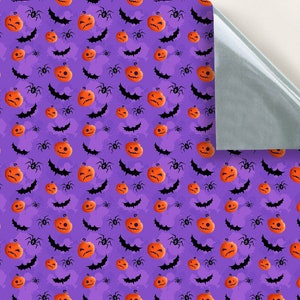 DOLLS HOUSE WALLPAPER Self Adhesive, 1/12th Scale Vinyl Sheet No. 219 Halloween Pumpkins & Bats Larger than A4 Will Not Tear