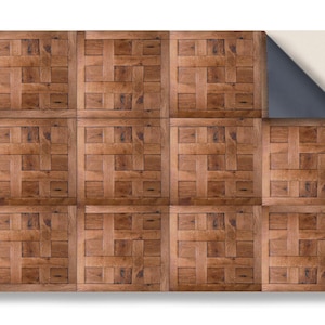 DOLLS HOUSE WALLPAPER Self Adhesive, 1/12th Scale Vinyl Sheet, Oak Wall Panels  :  larger than A4 size, Will Not Tear.