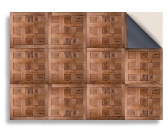 Paneles de pared de roble para casa de muñecas, papel tapiz autoadhesivo (escala 1/12)