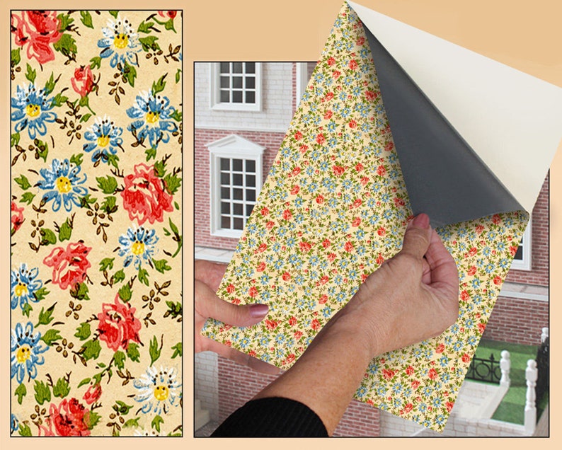 Self Adhesive Dolls House Wallpaper 1/12th Scale Vinyl Sheet Etsy