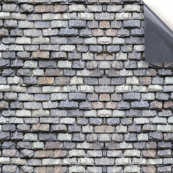 DOLLS HOUSE WALLPAPER Self Adhesive, 1/12th Scale Vinyl Sheet No. 172 Old Slate Roof Larger than A4 Will Not Tear