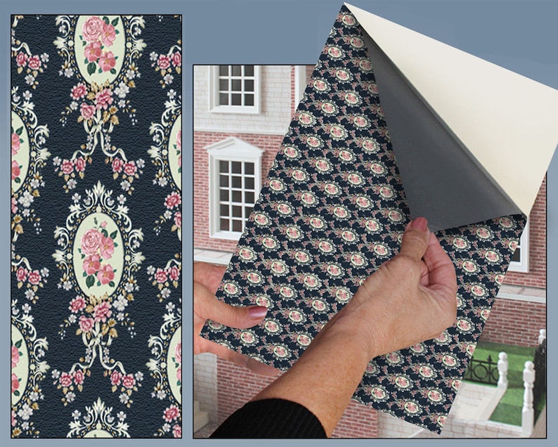 Self Adhesive Dolls House Wallpaper 1/12th Scale Vinyl Sheet Etsy