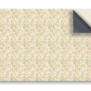 DOLLS HOUSE WALLPAPER Self Adhesive, 1/12th Scale Vinyl Sheet, Floral On Stone Wallpaper  :  larger than A4 size, Will Not Tear.