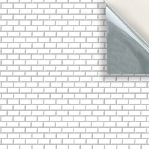 DOLLS HOUSE WALLPAPER Self Adhesive, Repositionable, 1/24th Scale Vinyl Sheet, No. 88 White Metro Wall Tiles, Set of 4 sheets