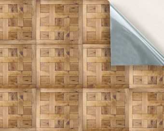 Paneles de pared de roble para casa de muñecas, papel pintado autoadhesivo, escala 1/24