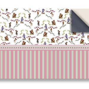 DOLLS HOUSE WALLPAPER Self Adhesive, 1/12th Scale Vinyl Sheet, Regency Nursery Wallpaper  :  larger than A4 size, Will Not Tear.