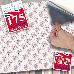 PUPPENHAUS TAPETE Selbstklebend, 1/12th Scale Vinyl Sheet No. 132 Edwardian Floral Altrosa größer als A4 wird nicht reißen