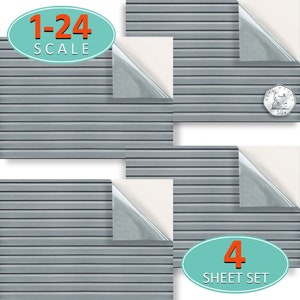 POPPENHUISBEHANG Zelfklevend, Herpositioneerbaar, 1/24e Schaal Vinyl Sheet, No. 190 Clapboard Grijs, Set van 4 vellen