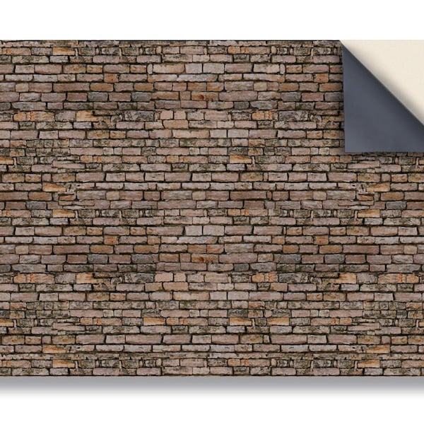 Self-Adhesive Dolls House Wallpaper: 1/12 Scale Victorian Brick Vinyl Sheet