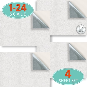 PUPPENHAUS TAPETE selbstklebend, neu positionierbar, 1:24 Vinyl Blatt, Nr. 62 Stuck wand, Set von 4 Blatt