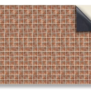 DOLLS HOUSE WALLPAPER Self Adhesive, 1/12th Scale Vinyl Sheet, Terracotta Wall Tile Wallpaper  :  larger than A4 size, Will Not Tear.