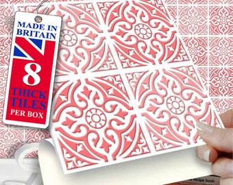 Rosealie Tile Stickers: 6"x6" Self Adhesive Wall Tiles - Pack of 8