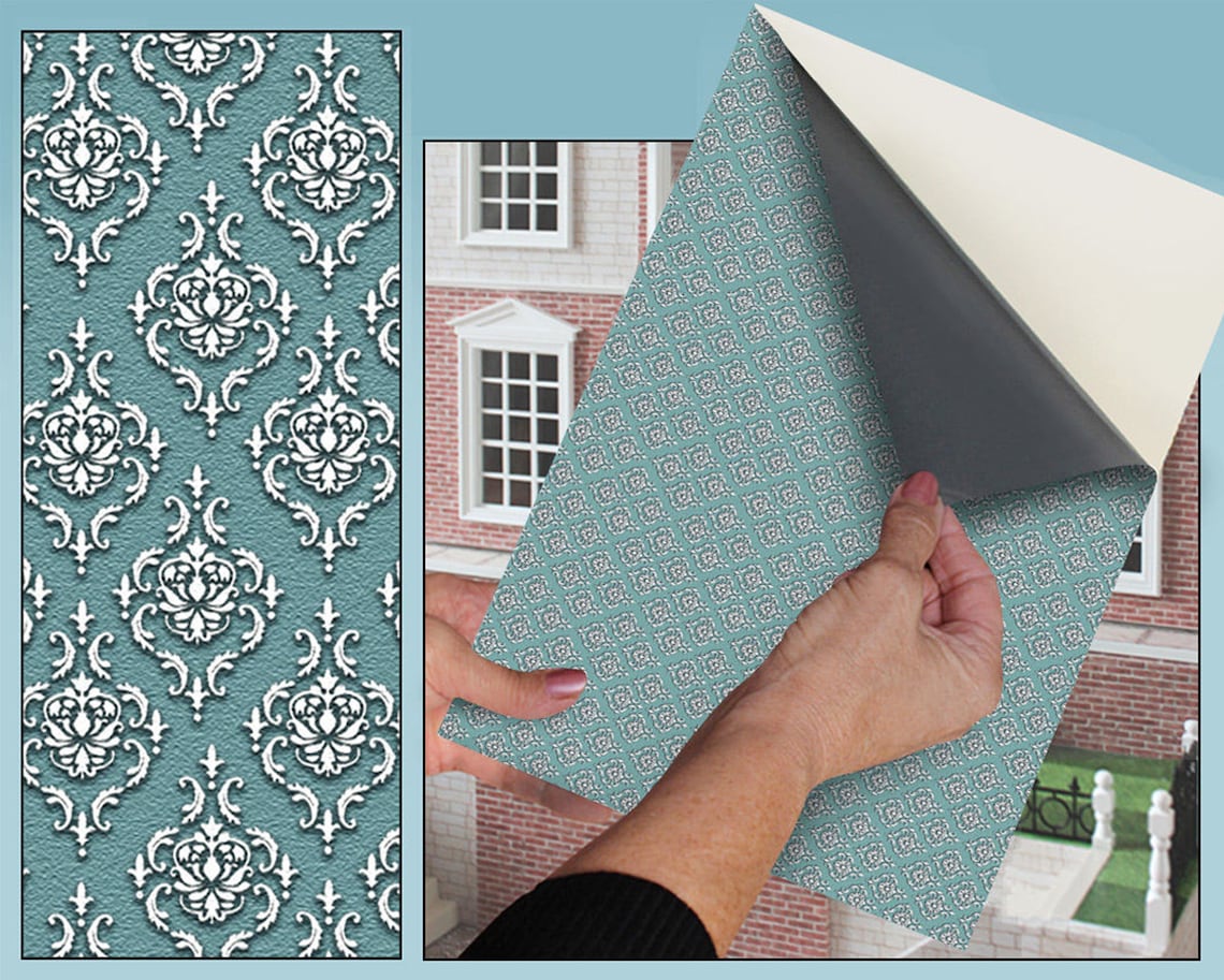 Self Adhesive Dolls House Wallpaper 1/12th Scale Vinyl Sheet Etsy