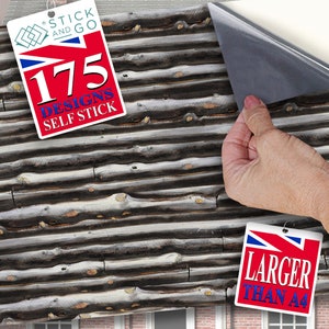 DOLLS HOUSE WALLPAPER Self Adhesive, 1/12th Scale Vinyl Sheet, Larch Lap Boarding  :  larger than A4 size, Will Not Tear.