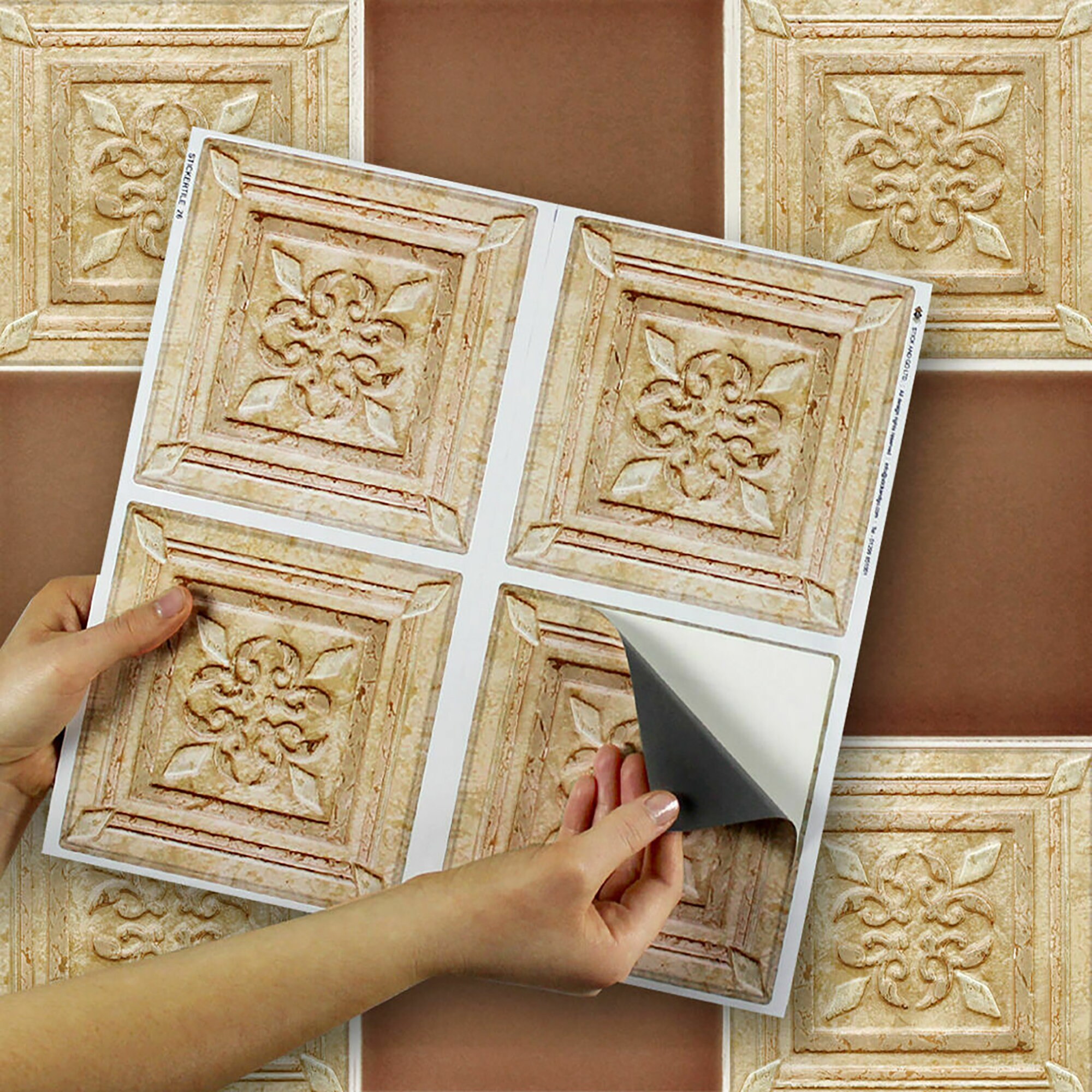 20 Goldene Fliesenaufkleber 6x6 Zoll - Selbstklebend, Für Küche, Bad, Möbel, Leicht Zu Entfernen