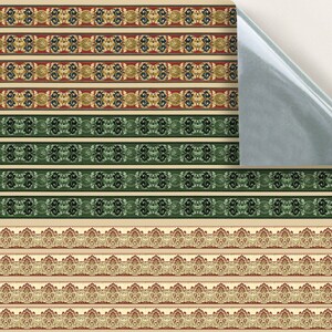 DOLLS HOUSE WALLPAPER Self Adhesive, Repositionable, 1/24th Scale Vinyl Sheet, No. 10 Wallpaper Borders, Set of 4 sheets