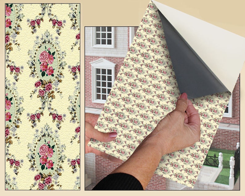 Self Adhesive Dolls House Wallpaper 1/12th Scale Vinyl Sheet Etsy