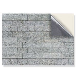 DOLLS HOUSE WALLPAPER Self Adhesive, 1/12th Scale Vinyl Sheet No. 200 Manor Wall Grey  Larger than A4 Will Not Tear