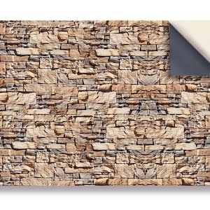 DOLLS HOUSE WALLPAPER Self Adhesive, 1/12th Scale Vinyl Sheet, Cotswold Wall  :  larger than A4 size, Will Not Tear.