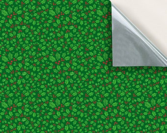 Dolls House Christmas Holly Wallpaper, 1/12th Scale Self Adhesive Vinyl