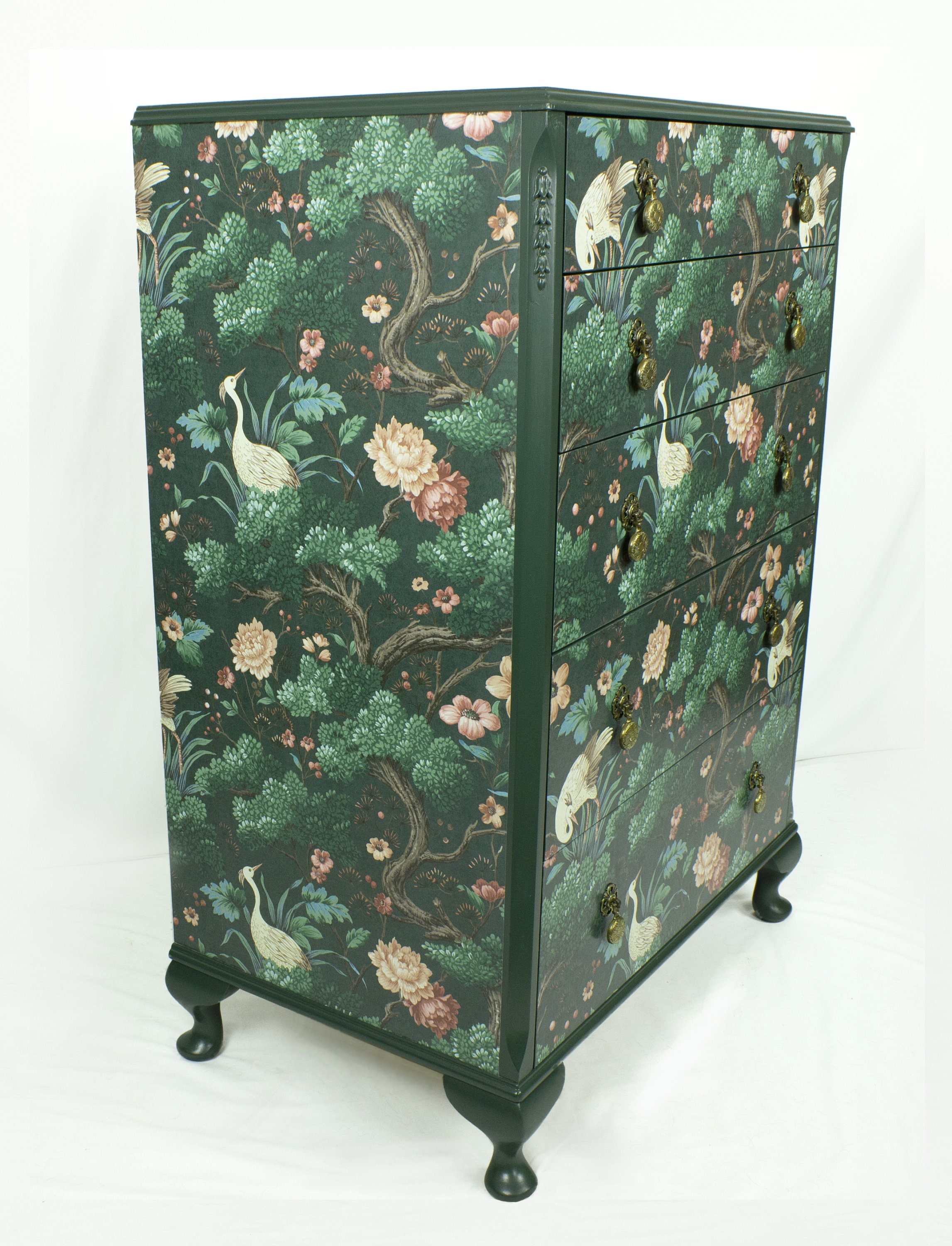 Vintage Chest of Drawers Decoupaged With Crane Wallpaper Etsy UK