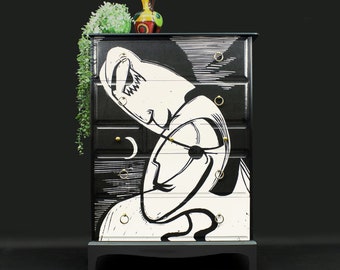 SOLD Stag Tallboy featuring 'The Kiss' by Ernst Ludwig Kirchner