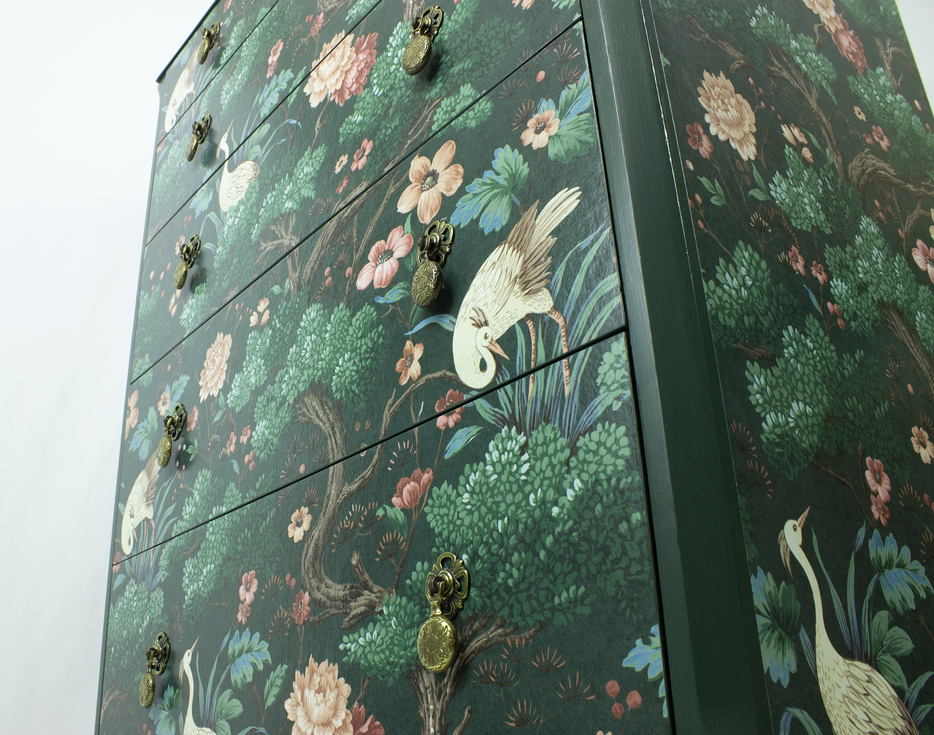 Vintage Chest of Drawers Decoupaged With Crane Wallpaper Etsy UK