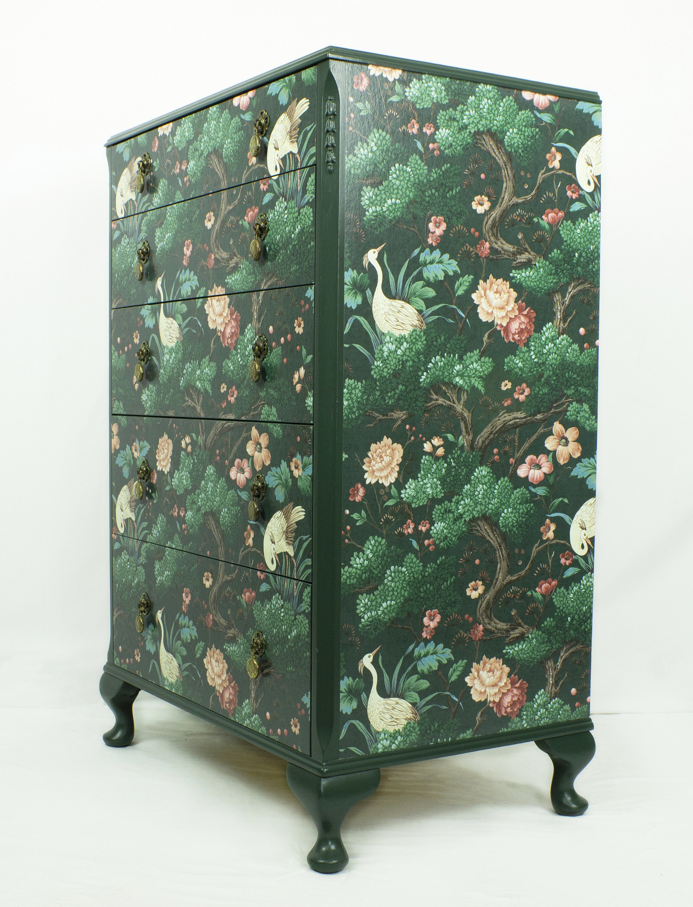 Vintage Chest of Drawers Decoupaged With Crane Wallpaper Etsy UK